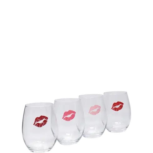 Lipstick Stemless Glasses S/4 | Total Wine