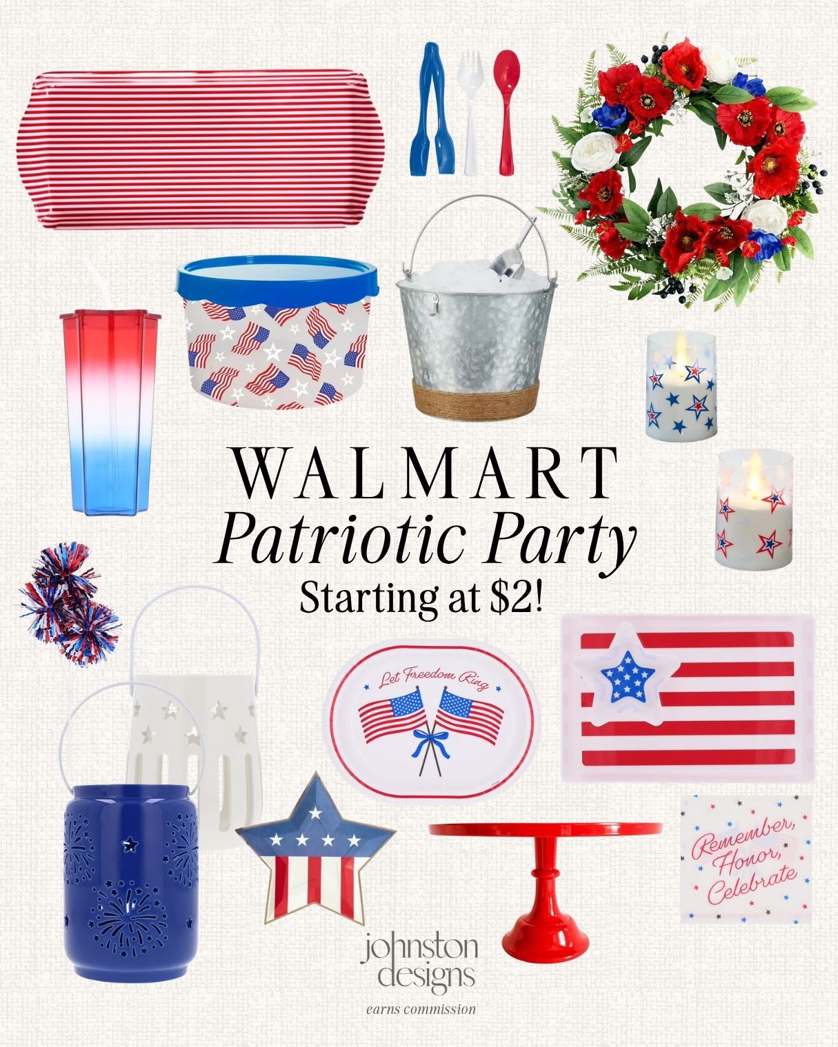 Walmart patriotic party finds starting at $2, perfect for Fourth of July and festive summer hosting. 🇺🇸

Walmart patriotic party, red white blue decor, Fourth of July party finds, hosting, patriotic tablecloth, American flag cooler, galvanized ice bucket, patriotic wreath, star candles, red cake stand, serving platter, outdoor party decor, summer entertaining finds, affordable Walmart home, holiday weekend essentials 

 #LTKSeasonal #LTKHome