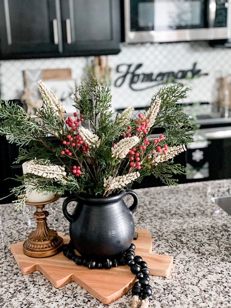 Christmas floral arrangement with Christmas tree wooden cutting serving board linking my faves 

#christmasdecor #christmasstems #christmasstyle 

#LTKHoliday #LTKSeasonal #LTKhome
