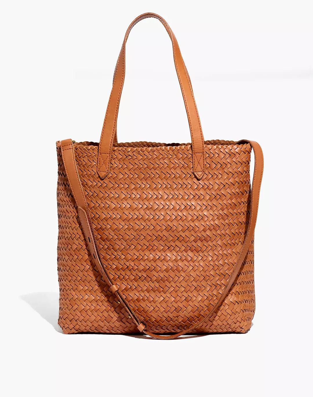 The Medium Transport Tote: Woven Leather Edition | Madewell