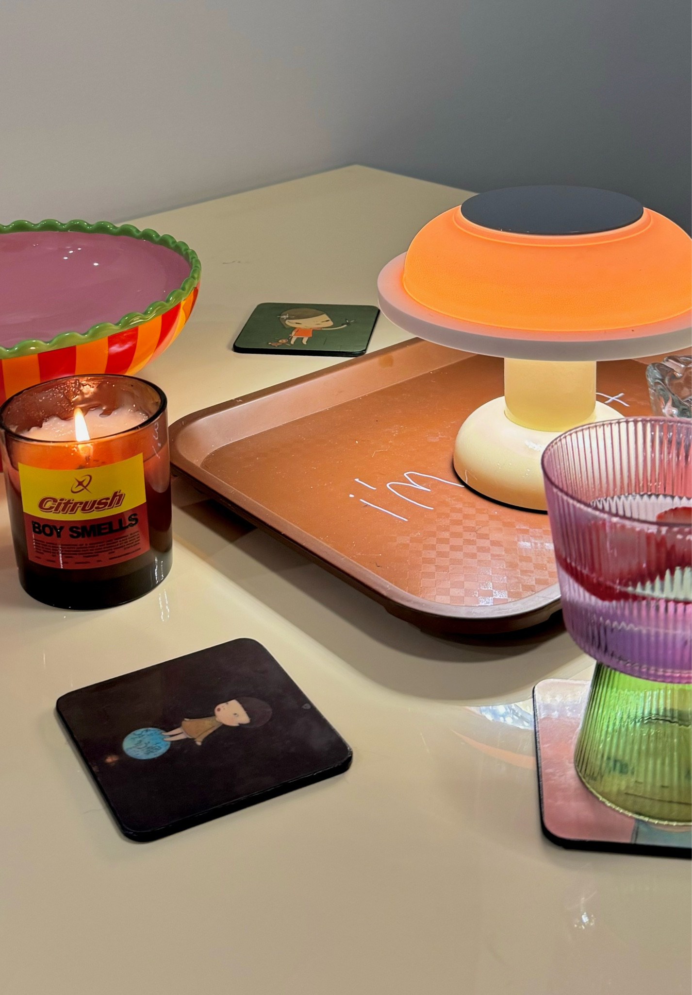 dining table vibes ── .✦
bowl + glasses from yinka ilori, yoshitomo nara coasters from moma design store!

#LTKHome #LTKParties