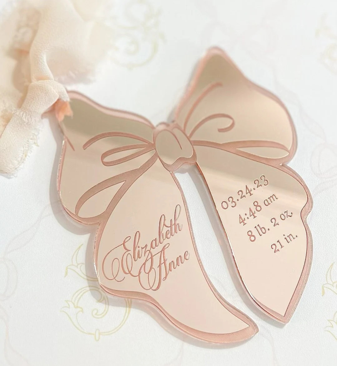 Pink Bow Keepsake Christmas Ornament Baby Girl baby’s First christmas ornament birth statistic ... | Etsy (US)
