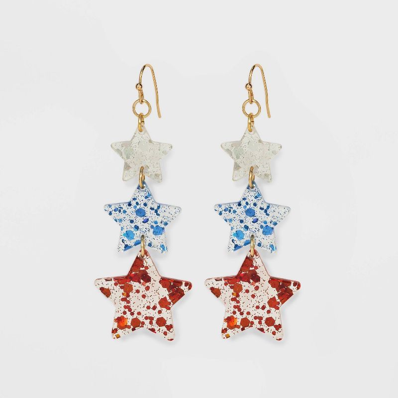 Americana Glitter Star Drop Earrings | Target