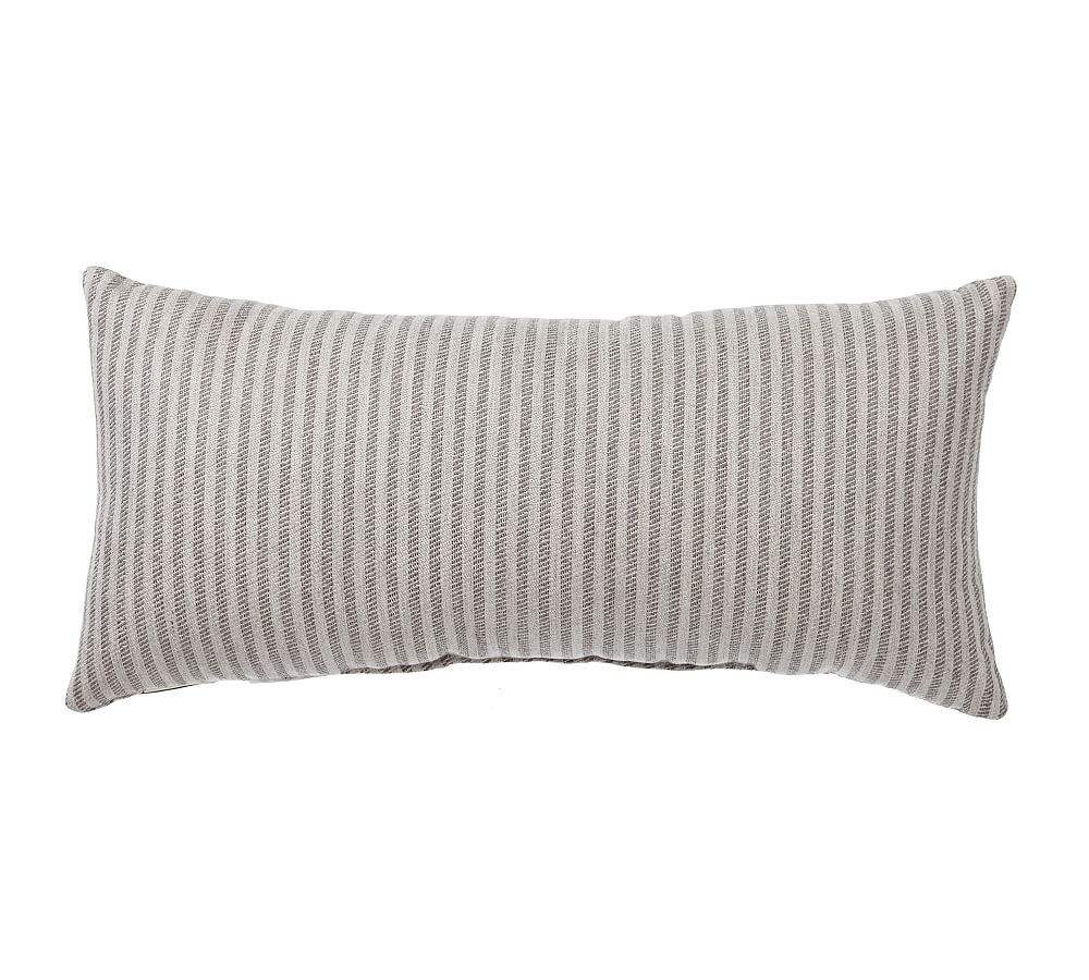 Sunbrella(R) Claremont Striped Indoor/Outdoor Pillow, 12 x 24"", Slate | Pottery Barn (US)