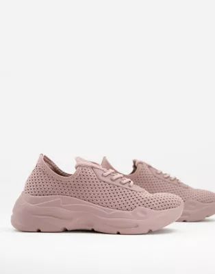 ASOS DESIGN Denmark chunky knit lace up sneakers in rose | ASOS (Global)