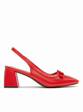 Valentine BOWKNOT DECOR SLINGBACK CHUNKY HEELS For Daily Casual | Cider