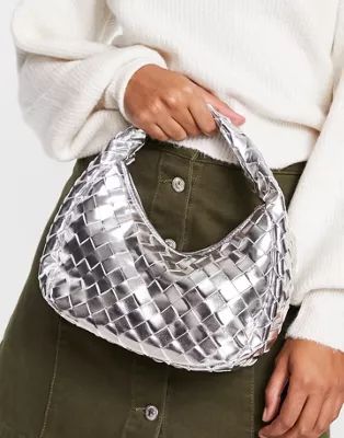 Glamorous mini grab bag in silver metallic woven PU | ASOS (Global)