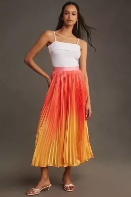 Mac Duggal Ombre Plissé Midi Skirt | Anthropologie (US)