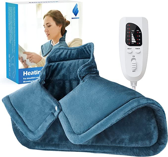 NIUONSIX Heating Pad for Neck and Shoulders 2lb Weighted Neck Heating Pad for Pain Relief 6 Heat ... | Amazon (US)