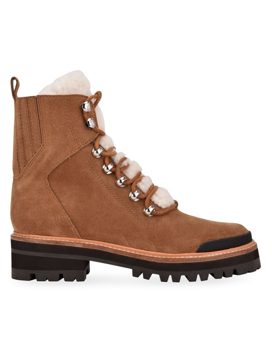 Izzie Shearling-Lined Suede Work Boots | Saks Fifth Avenue (CA)