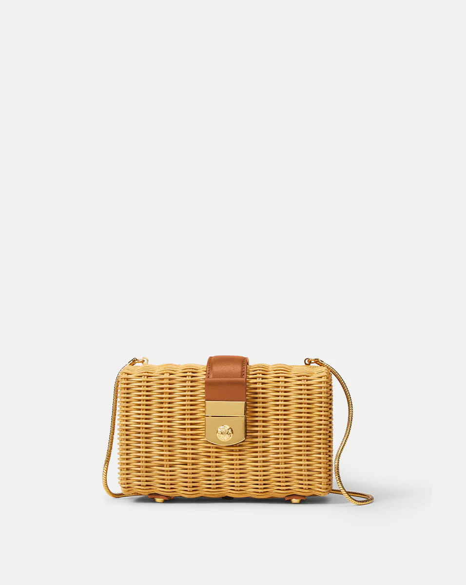 Veronica Beard Lock Box Clutch in Natural Wicker/Hazelwood | Veronica Beard | Veronica Beard