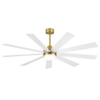WINGBO 65 in. LED Indoor White and Gold Ceiling Fan with Remote WBCF-BS81-GW - The Home Depot | The Home Depot