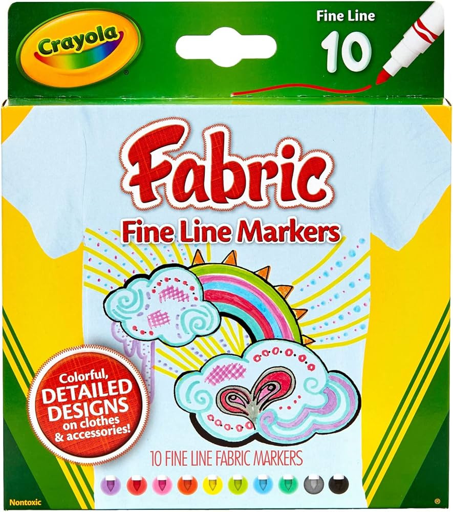 Crayola Fabric Markers, At Home Crafts for Kids, Fine Tip, Assorted Colors, Set of 10 | Amazon (US)