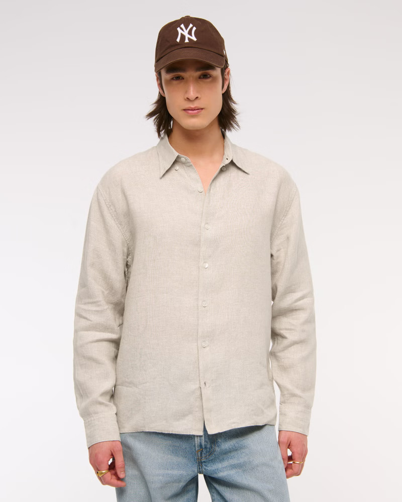 Linen Button-Up Shirt | Abercrombie & Fitch (US)