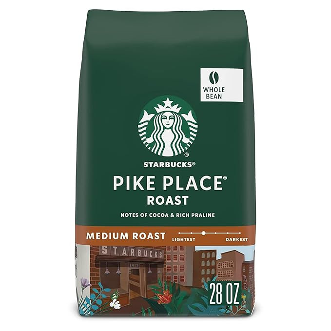 Starbucks Whole Bean Coffee, Medium Roast Coffee, Pike Place Roast, 100% Arabica, 1 bag (28 oz) | Amazon (US)