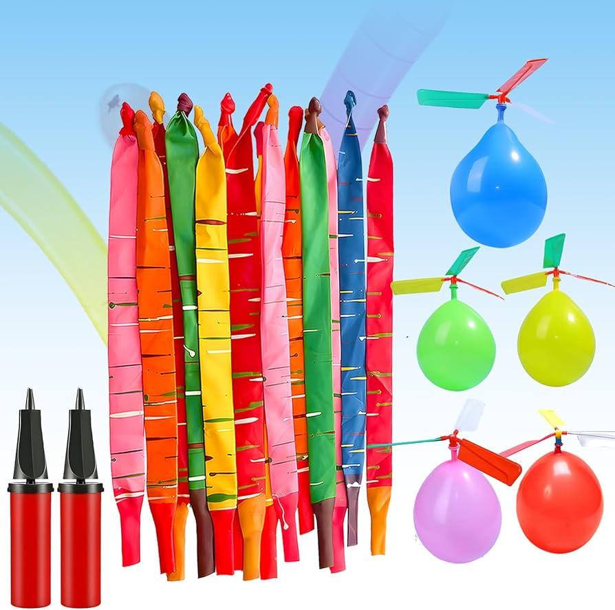 Rocket Balloons with 2 Pumps 100pcs Whistling Flying Rockets + 5 Helicopter Balloon Toys, Screami... | Amazon (US)