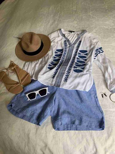 Fun summer look! Boho top and linen shorts. Add a hat, sunglasses 😎 and sandals! Done ✅ !
Hashtags that work !
#styleagram 
#stylebook
#stylebible
#stylefashion
#outfitshot
#styleaddict
#jcrewfactory 
#nordstrom
#macysstylecrew
#talbotsofficial 
#jjillstyle
#getreadywithme 
#styletips
#grwm
#styleblogger
#springfashion
#casualandchic 
#ltkover40
#ltkover50
#ltkspring
#ltkshoecrush
#ltkitbag
#nudeshoes
#whitejeans


#LTKtravel #LTKfindsunder50 #LTKFestival