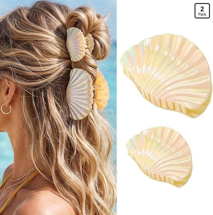 CAKURE Shell Claw Clips Acrylic Hair Clips Cute Hair Claw Clip Mermaid Hair Accessories for Women... | Amazon (US)
