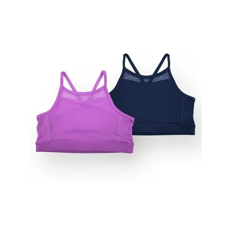 Atheltic Works Girls Mesh Insert Sports Bra, 2 Pack, Sizes XS-XXL | Walmart (US)