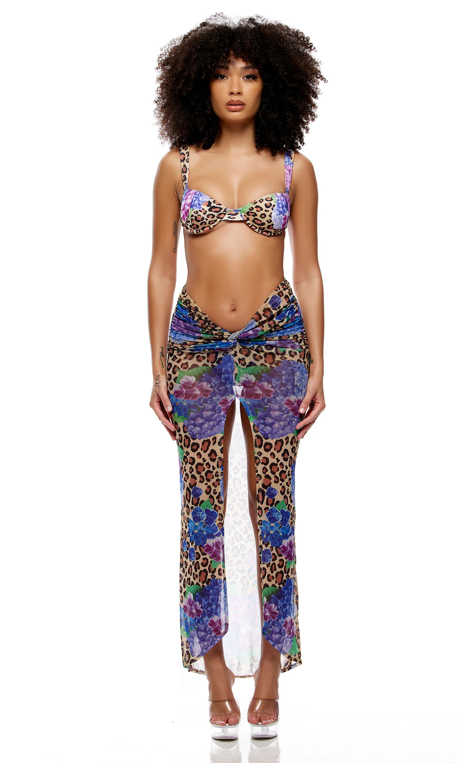 Calabria Mesh Pool Maxi Skirt - Cheetah Blue | Forplay Catalog