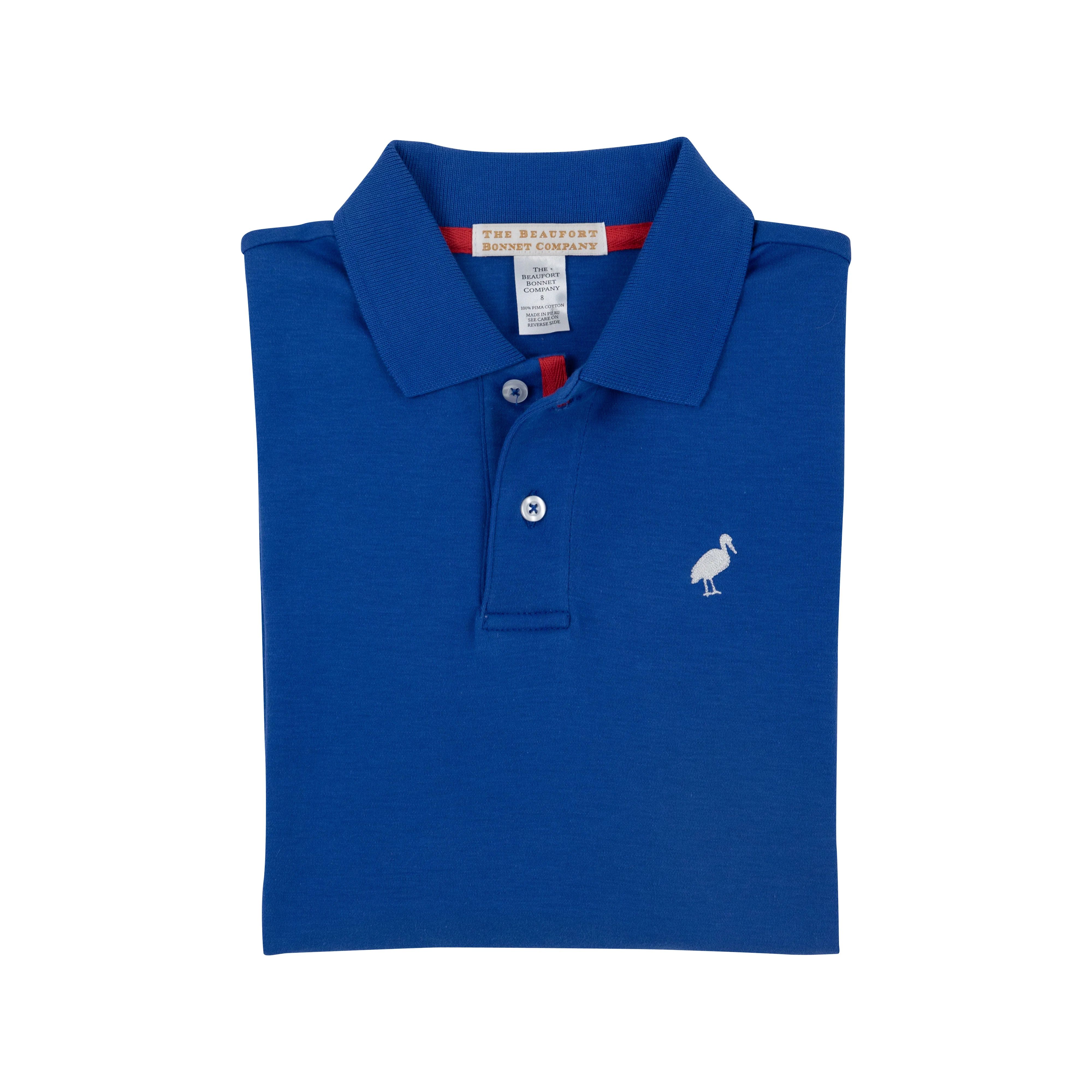Prim & Proper Polo & Onesie - Rockefeller Royal Blue with Worth Avenue White Stork | The Beaufort Bonnet Company