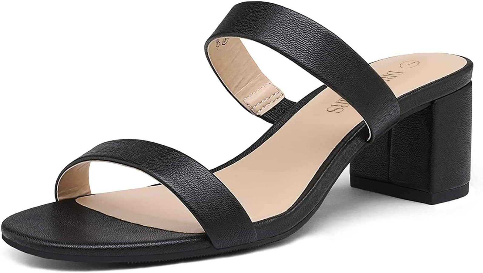 DREAM PAIRS Women's Two Strap Open Toe Low Block Chunky Heels Sandals Dress Pumps Shoes | Amazon (US)