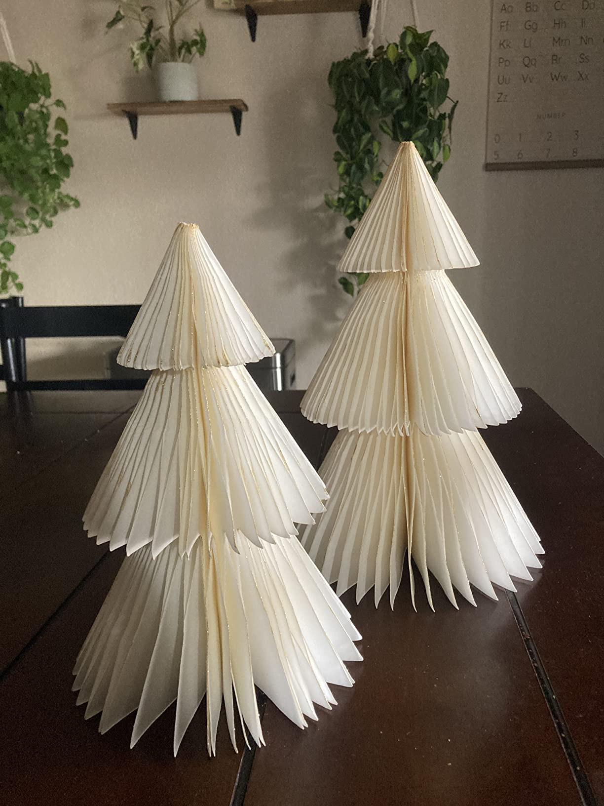 Paper Christmas Tree Decor - Set of 2 Honeycomb Trees, 10 Inch and 12 Inch, Vintage Style Holiday... | Amazon (US)