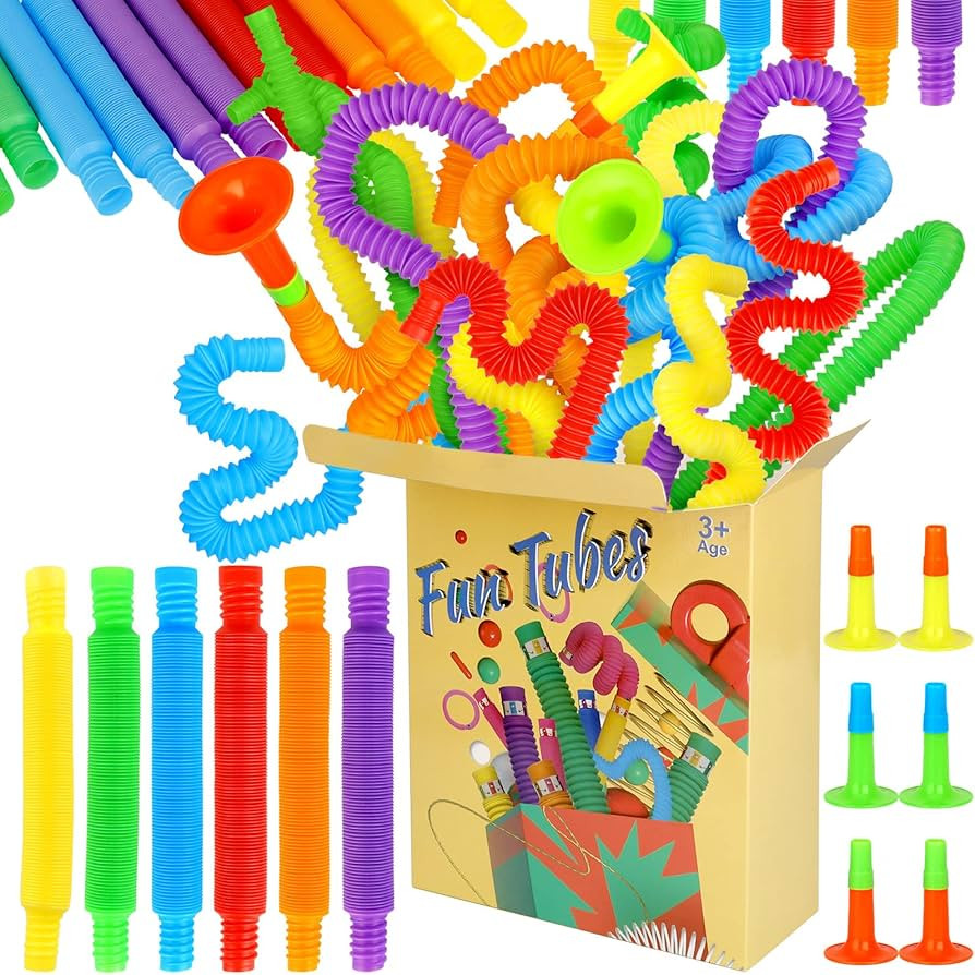 Winthai Pop Tubes 54 Pack Fidget Sensory Toys, Party Favors for Kids Adults (48Pcs Color Tubes+6P... | Amazon (CA)