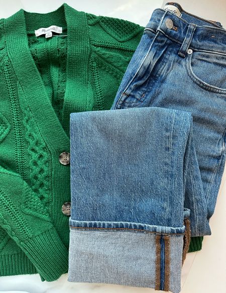 Green sweater - in my true size xs
Jeans- I sized down to 23

Jeans aren’t on sale. But most of Madewell is. Use code LETSGO at checkout and use code LTK20 to save an extra $20

#LTKstyletip #LTKover40 #LTKHoliday