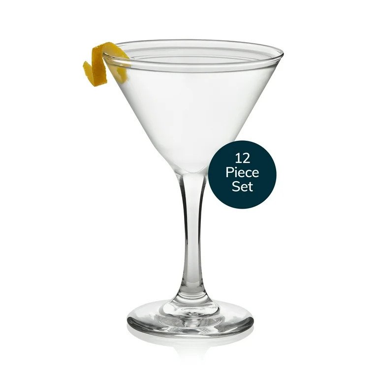 Libbey Martini Glasses Set of 12, Modern and Clear Stemmed Cocktail Glasses, Dishwasher Safe Mart... | Walmart (US)
