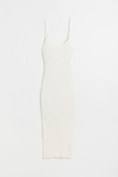 Fitted, sleeveless, calf-length dress in a rib-knit viscose blend with narrow, adjustable shoulde... | H&M (US)