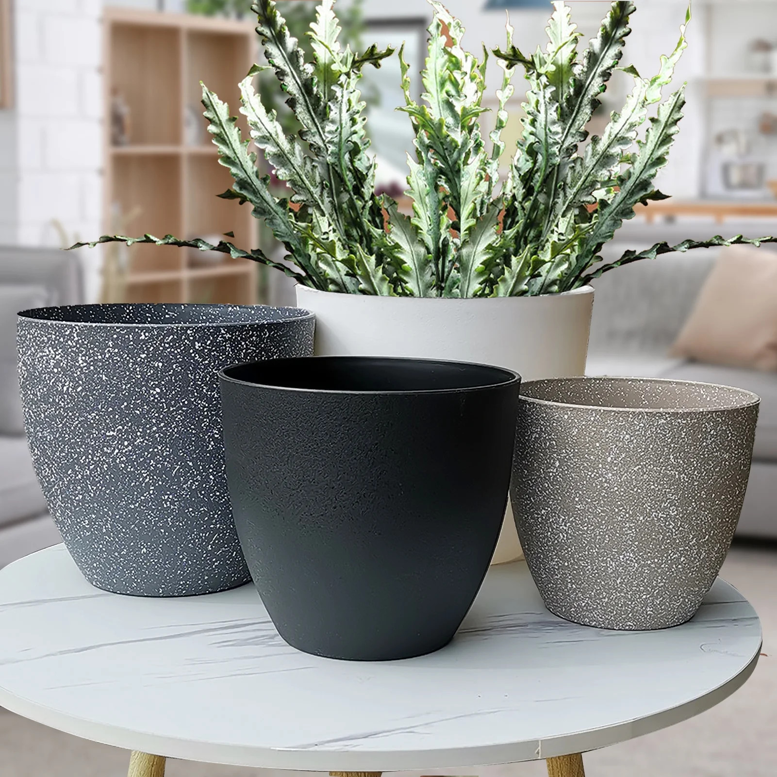 SPRING PARK Frosted Imitation Stone Flower Pots Bonsai Flowerpot Balcony Plant Pot Indoor/Outdoor... | Walmart (US)