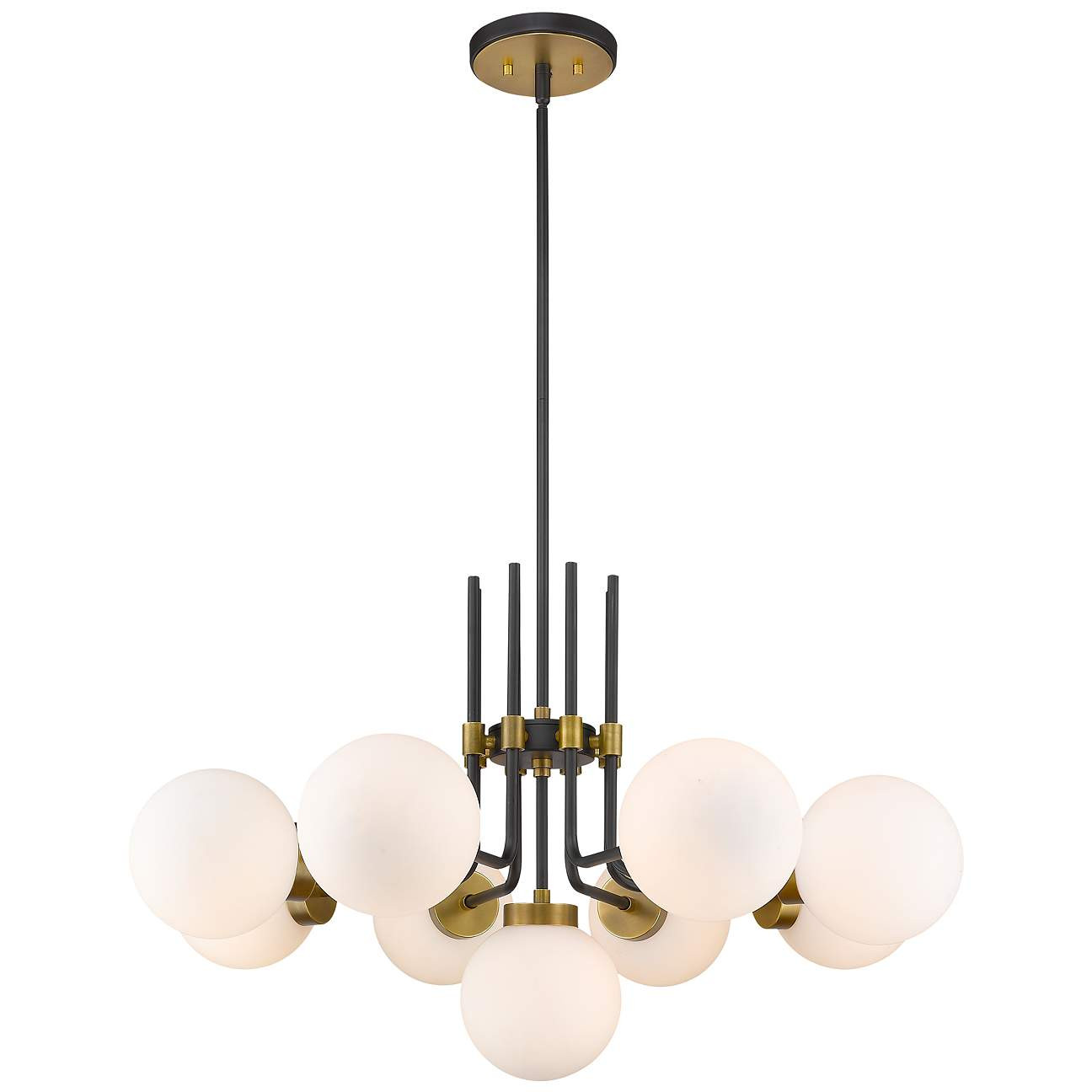 Parsons 32" Wide Matte Black and Olde Brass 9-Light Chandelier - #96E50 | Lamps Plus | Lamps Plus