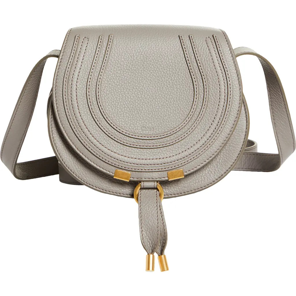 Chloé Small Marcie Leather Crossbody Bag in Cashmere Grey at Nordstrom | Nordstrom