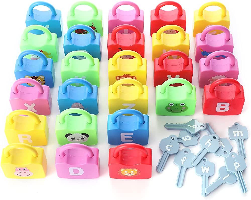 YECEN Color ABC Learning Lock Educational Letter Combination-with 26 Locks, 26 Keys Montessori Pr... | Amazon (US)