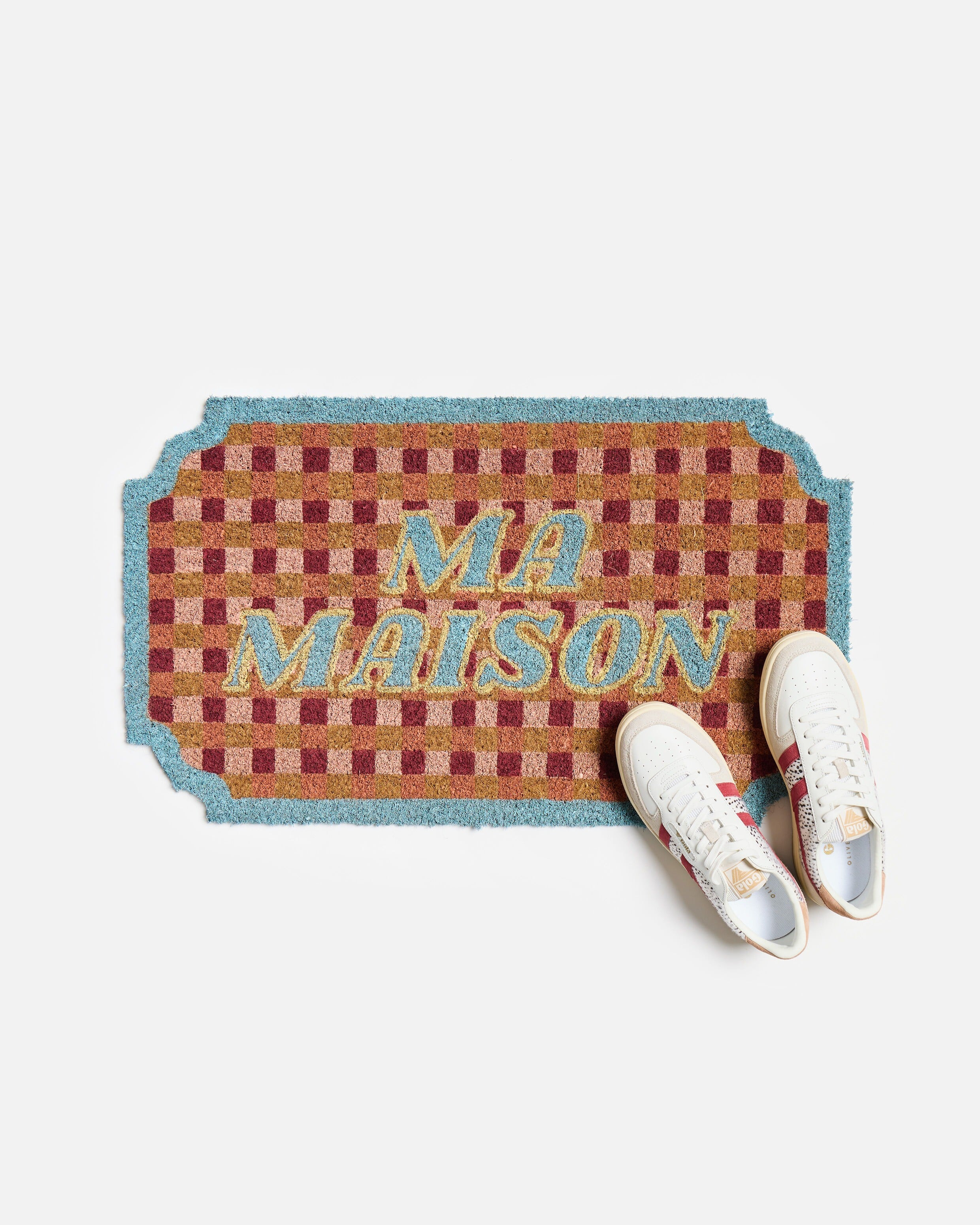 Ma Maison Pink Chequerboard Doormat | Oliver Bonas | Oliver Bonas (Global)