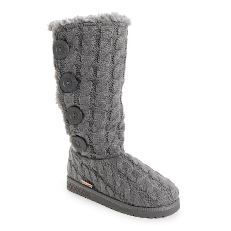 Muk Luks Women's Lilyana Faux Fur Lined Side Button Knit Boots - Walmart.com | Walmart (US)