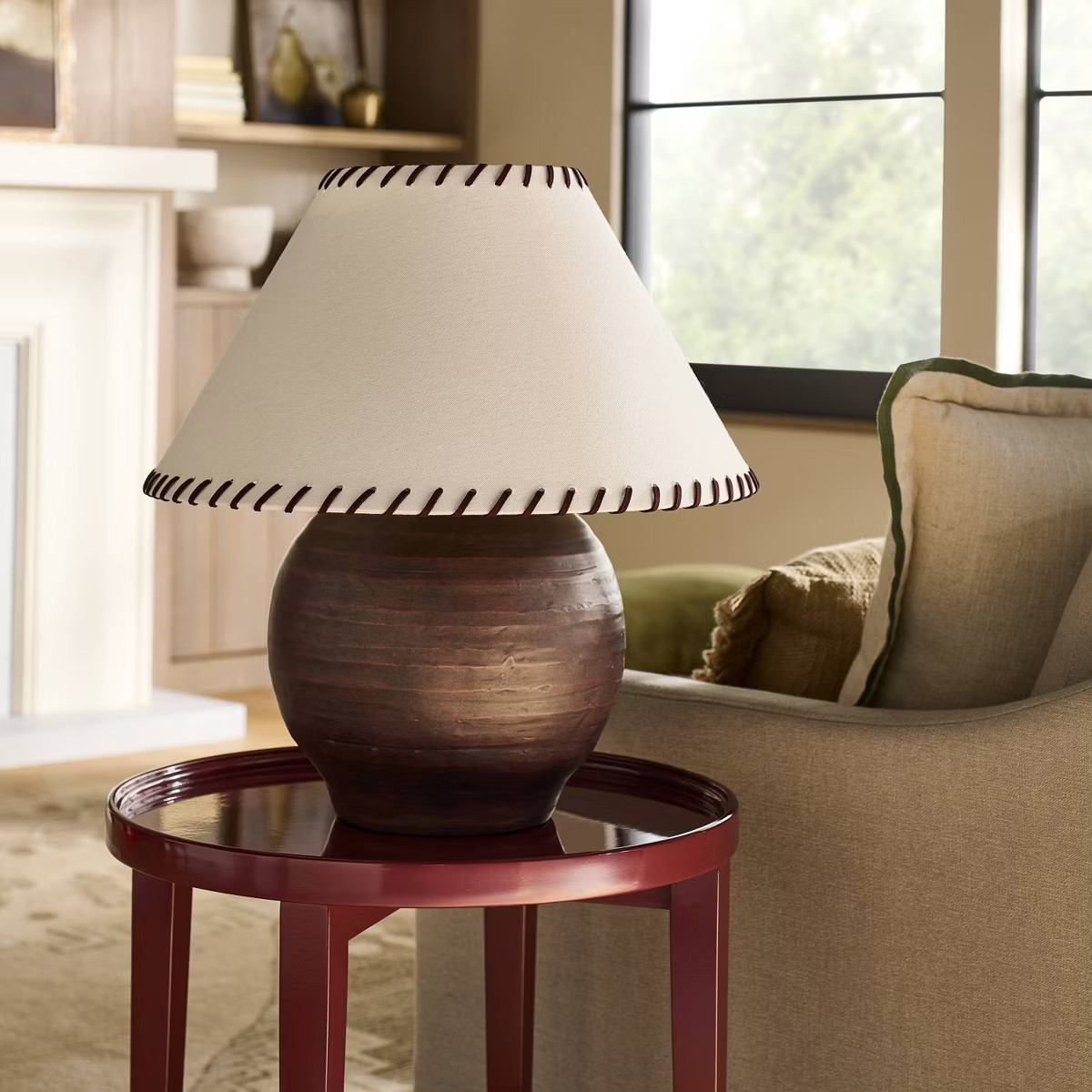 Large Earthy Table Lamp with Whipstitch Shade - Threshold™ designed with Studio McGee | Target