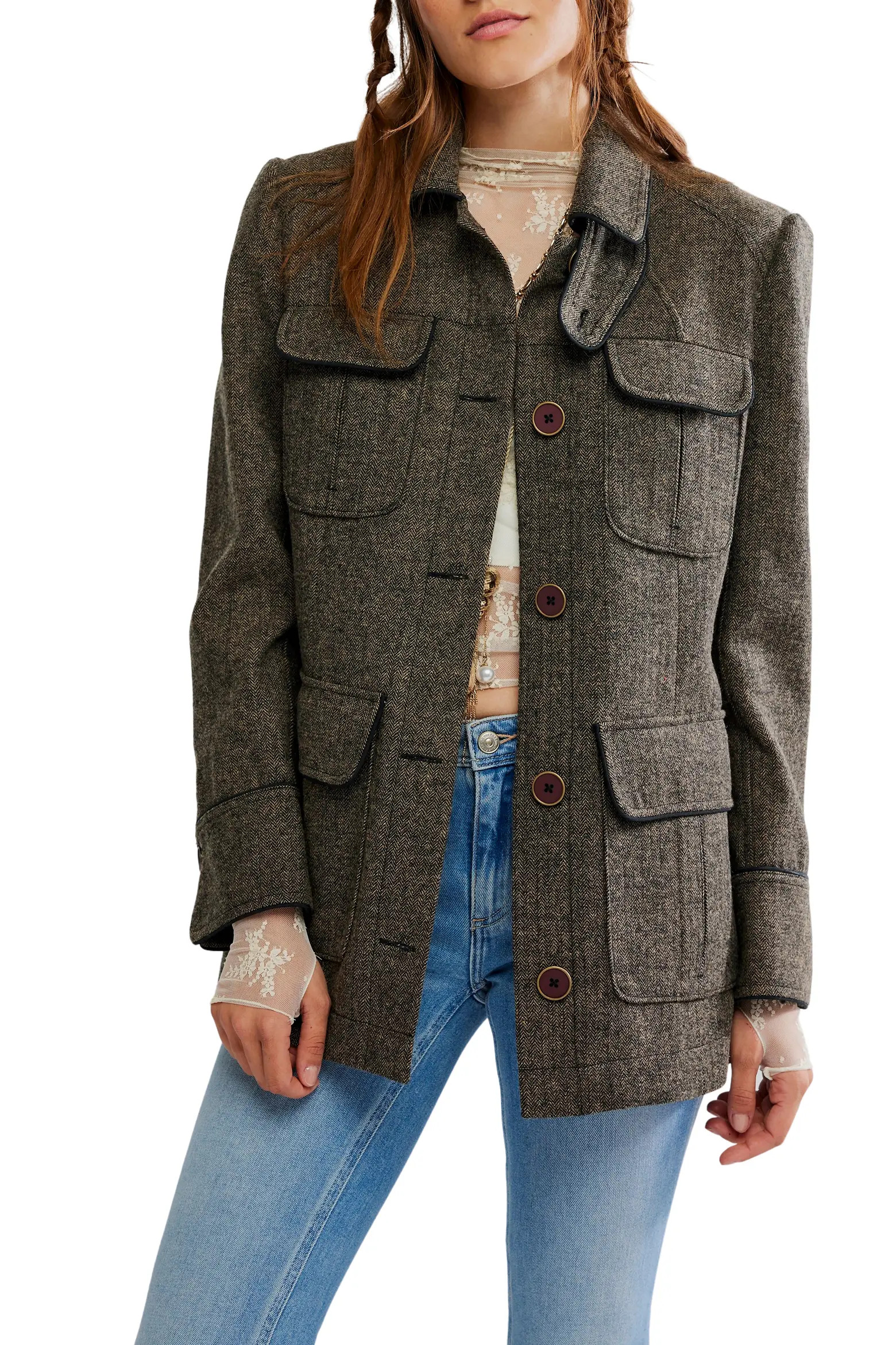Renaux Herringbone Officer Jacket (Women) | Nordstromrack | Nordstrom Rack