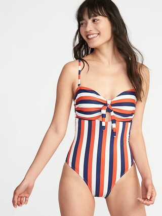 Knot-Front Swimsuit for Women | Old Navy US