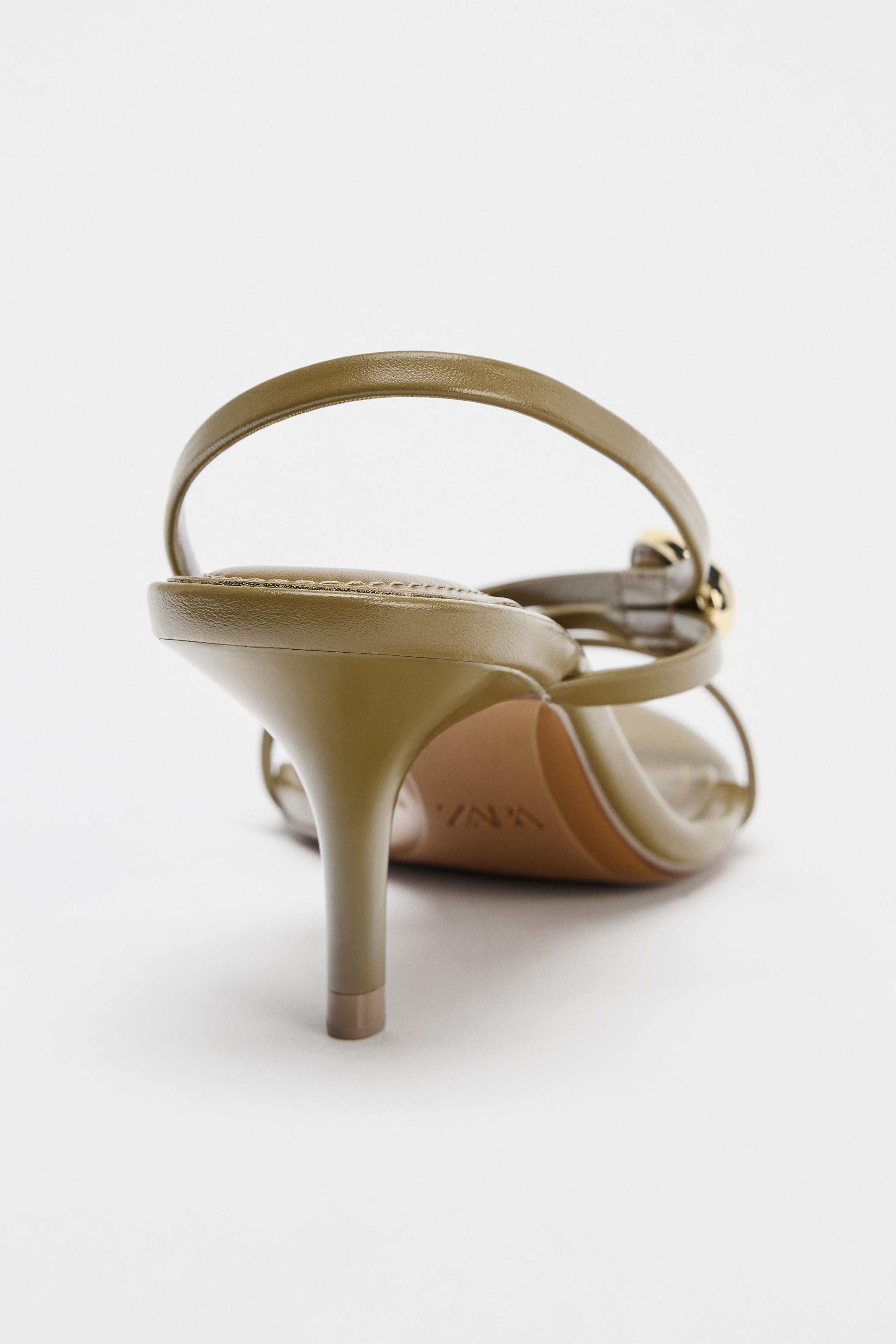 STRAPPY HEELED SANDALS WITH METAL DETAIL | Zara US