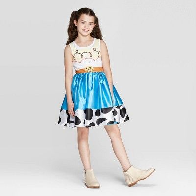 Girls' Toy Story Jessie Cosplay Dress - White/Blue | Target