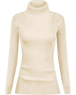 v28 Mock Neck Ribbed Sweaters for Women Cute Sexy Knitted Warm Fitted Fashion Pullover Sweater | Amazon (US)