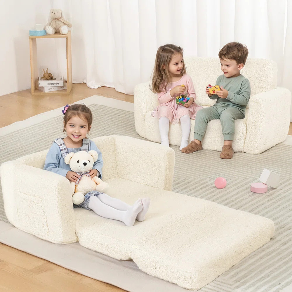 Isabelle & Max™ 3-In-1 Extra Wide Convertible Kids Couch, 2-Seat Toddler Lounger, Comfy Toddler... | Wayfair North America