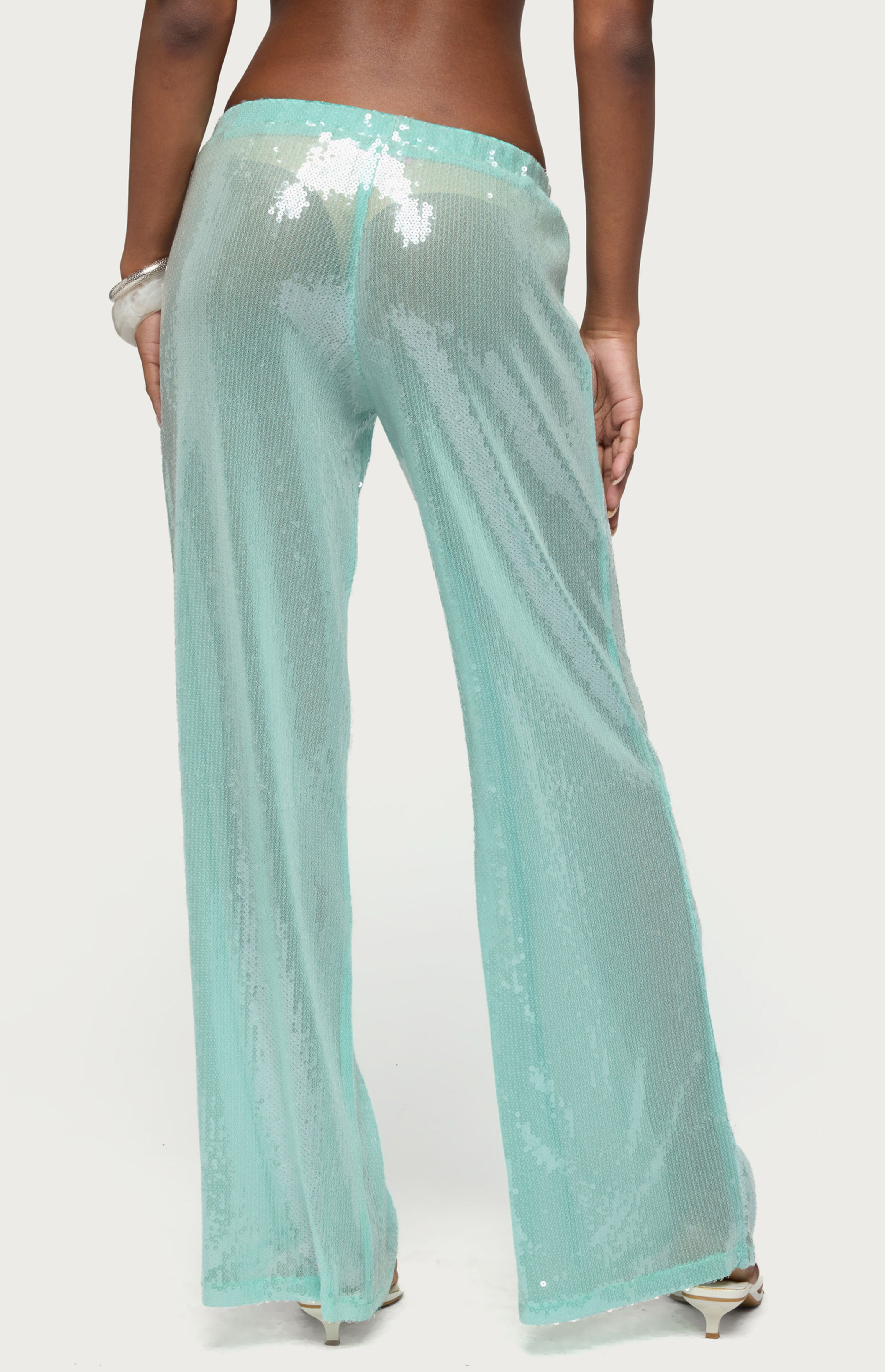 Edikted Avalee Sequin Wide Leg Pants | PacSun