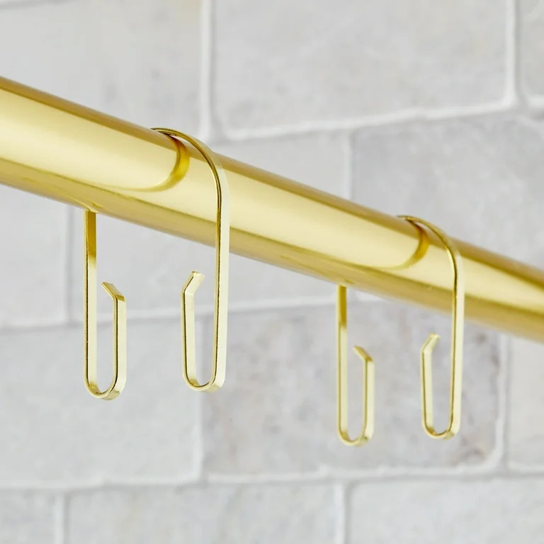 Better Homes & Gardens U-Shape Rustproof Stainless Steel Double Shower Hooks, Brass, Set of 12 | Walmart (US)