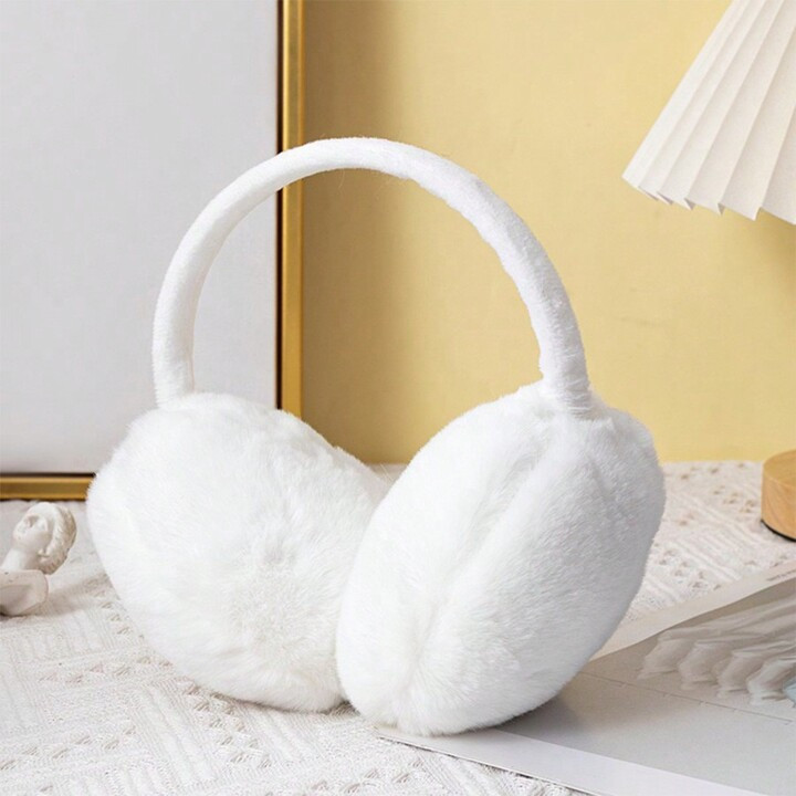 1pc Women's White Cute Plush Ear Muffs For Warmth And Protection, Suitable For Daily Use | SHEIN