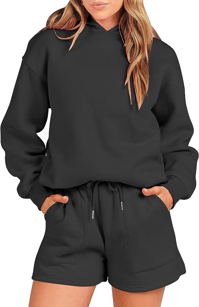 ANRABESS Women Two Piece Outfits 2024 Fashion Sweatsuit Oversized Hoodies Short Sets Comfy Lounge... | Amazon (US)