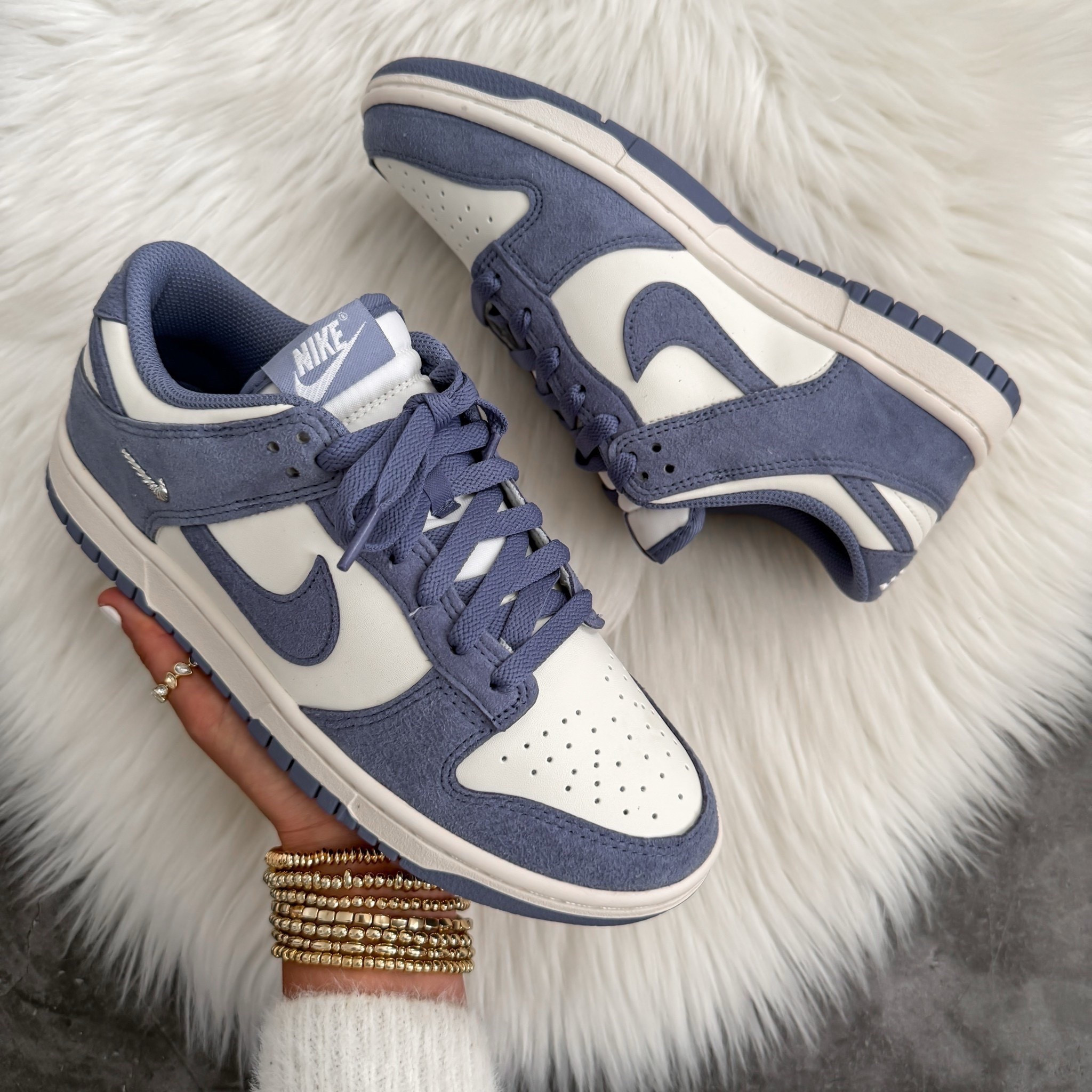 Women’s Nike Dunk Low Suede in blue runs true to size 