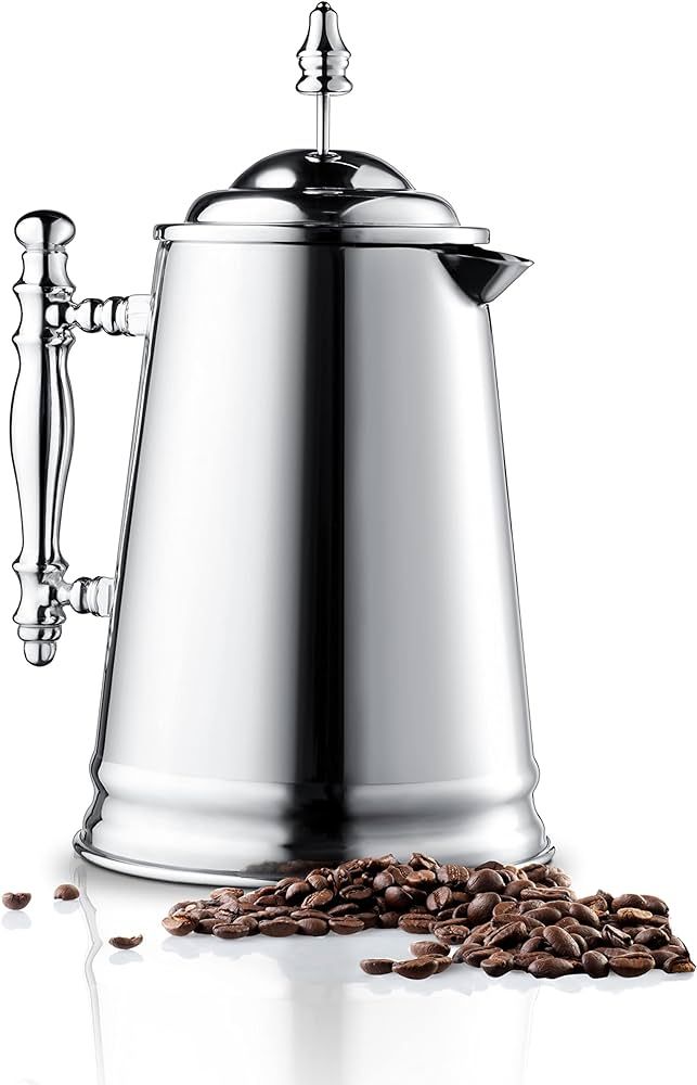 Francois et Mimi Custom-Style Double Wall French Coffee Press, 34-Ounce, Stainless Steel (Vintage... | Amazon (US)